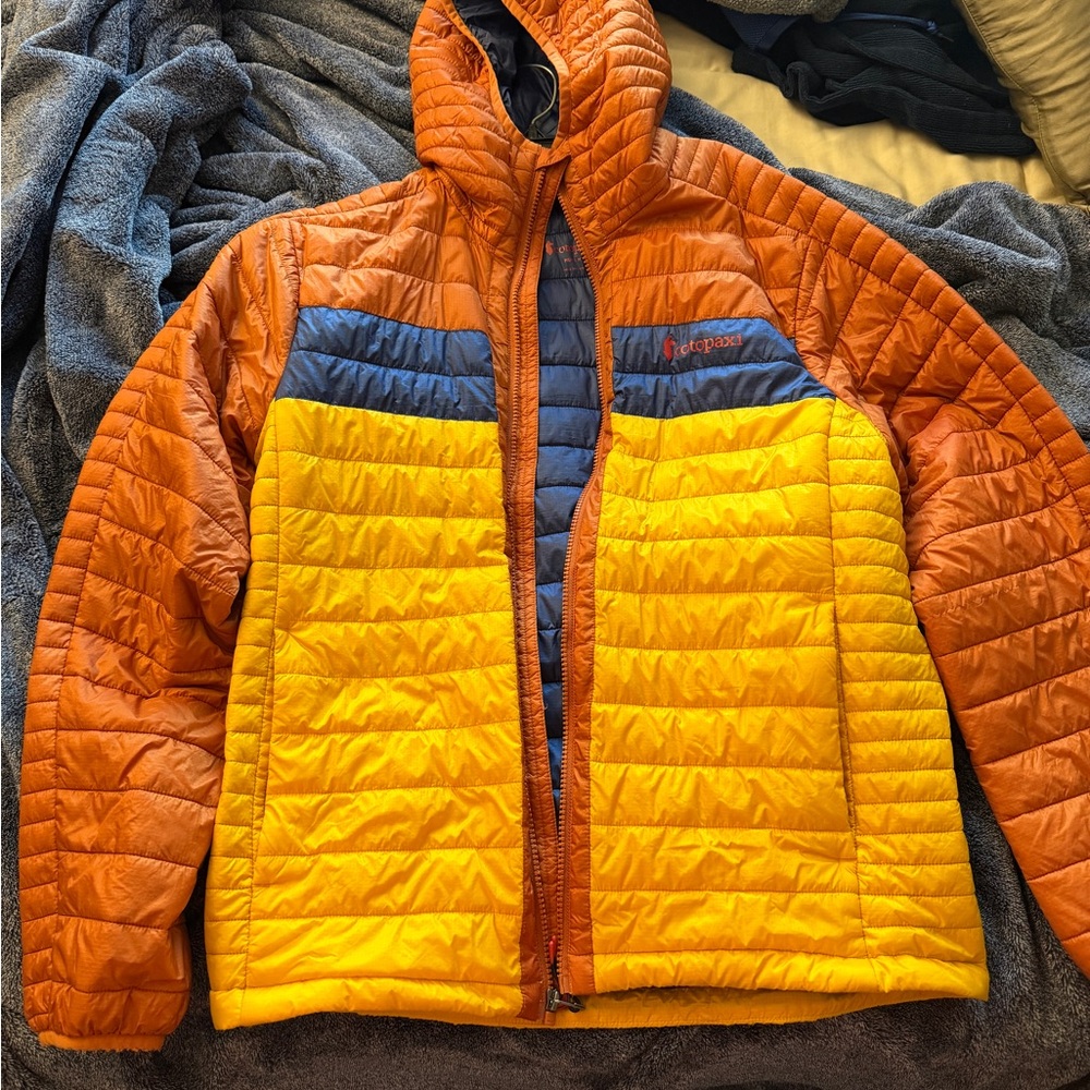 Cotopaxi Orange and Blue Quilted Jacket